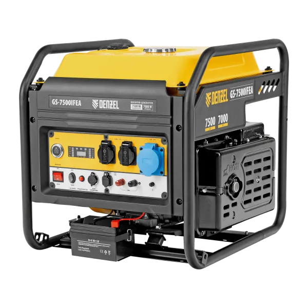 Генератор инверторный DENZEL GS-7500iFEA, 7,5 кВт, 230 В, открытый корпус, электростартер, ATS