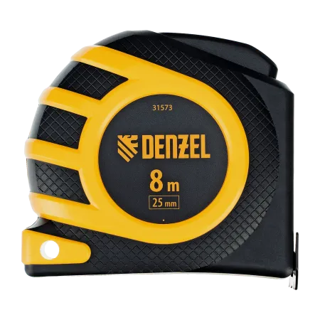 Рулетка DENZEL 8м x 25 мм, магнит, двухсторонний зацеп, нейлон, двуст. шкала, автоматич