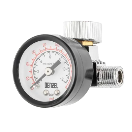 Регулятор давления с манометром DENZEL для краскораспылителя K1500, 12 бар, 1/4"