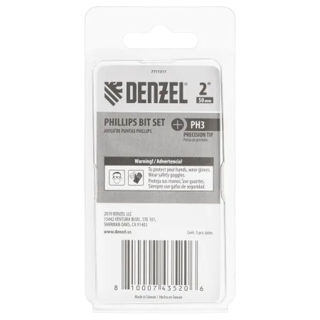 Набор бит DENZEL PH3x50, 5 шт.