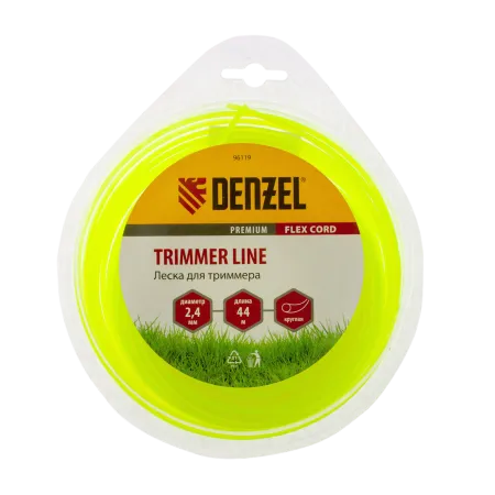 Леска для триммера DENZEL Flex Сord 96119, 2.4 мм x 44 м, круглая, блистер
