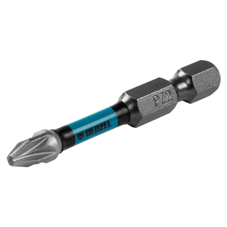 Бита DENZEL IMPACT, PZ2x50 мм, лазерная обработка шлица, сталь S2, 10 шт., Е 6,3