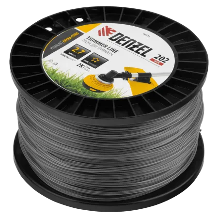 Леска для триммера DENZEL двухкомпонентная звезда, 2,7мм х 202м, на DIN катушке EXTRA CORD