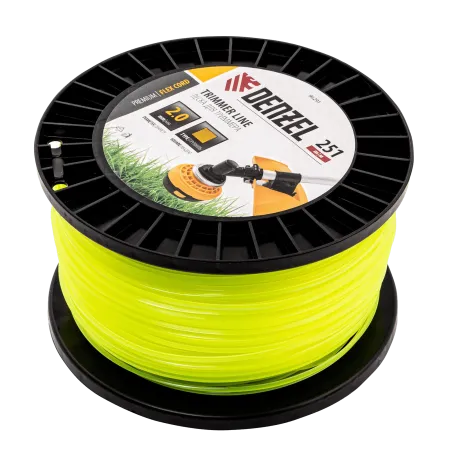 Леска для триммера DENZEL 96291 квадрат, 2,0мм х 251м, на DIN катушке FLEX CORD