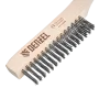Щетка зачистная 3-х рядная DENZEL, прямая проволока из нержавеющей стали с деревянной ручкой, EFP