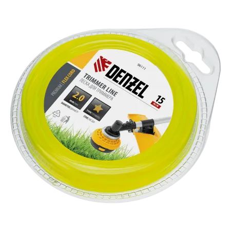 Леска для триммера DENZEL Flex Сord 96111, 2 мм x 15 м, звезда, блистер
