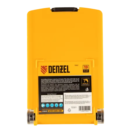 Набор сверл по металлу DENZEL 1-10 мм, HSS-Tin, Golden Tip, 19 шт