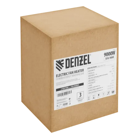 Тепловая пушка DENZEL SFH-9000, 400 В, 460 м3/ч, 3 реж. вентилятор, 4500/9000 Вт