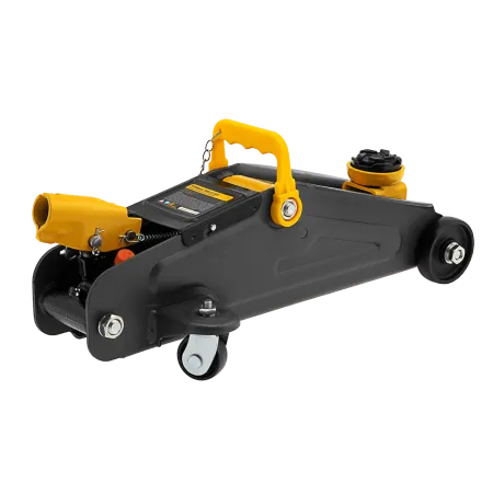 Домкрат гидравлический DENZEL подкатной с фиксатором, 2 т, 130-330 мм, в кейсе