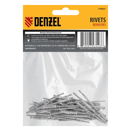 Заклепки алюминиевые DENZEL 1/8"-5/8", 3 х 15 мм, 50 шт