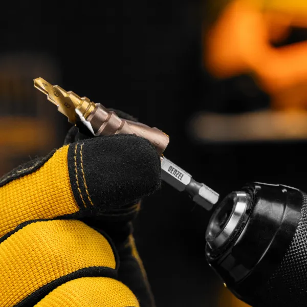 Сверло ступенчатое DENZEL 4-6-8-10-12-14-16-18-20 мм, Р6М5К5, 6-гр. хвостовик