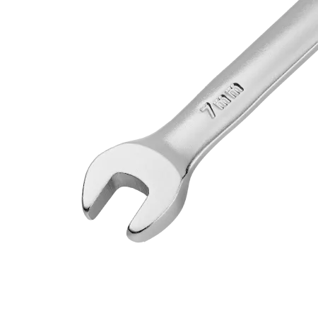 Ключ комбинированный трещоточный DENZEL, 7 мм, CrV, матовый хром