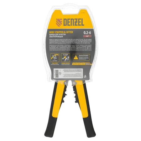 Щипцы для зачистки электропроводов DENZEL 0,2-6 мм2, функция обрезания проводов