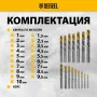 Набор сверл по металлу DENZEL, 1-10 мм, Р6М5-TiN, Golden Tip, 19 шт
