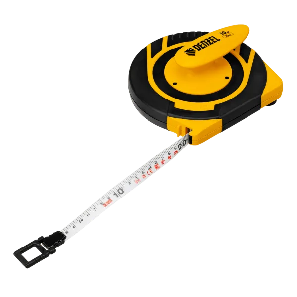 Рулетка геодезическая DENZEL 30 м х 15 мм, закрытый корпус, фиберглассовая лента