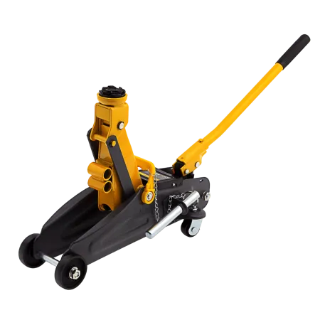 Домкрат гидравлический DENZEL подкатной с фиксатором, 2 т, 130-330 мм, в кейсе