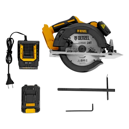 Пила циркулярная аккумуляторная бесщет. DENZEL CCSH-BL-20-185, 185 мм, Li-Ion, 20 В