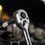 Ключ-трещотка DENZEL 1/4", 90 зубьев, с быстрым сбросом, CrV