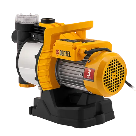 Насос садовый поверхностный DENZEL GP1100SS, 1100 Вт, 4000 л/ч, подъем 45 м, пластик