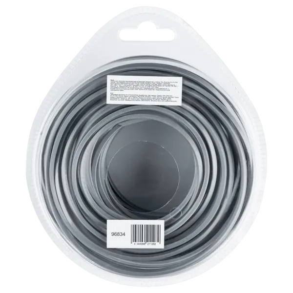 Леска для триммера DENZEL армированная алюминием квадратная, 2,4мм х 15м, блистер ALUFLEX