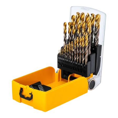 Набор сверл по металлу DENZEL, 1-13 мм, Р6М5К8-TiN, Golden Tip, 25 шт