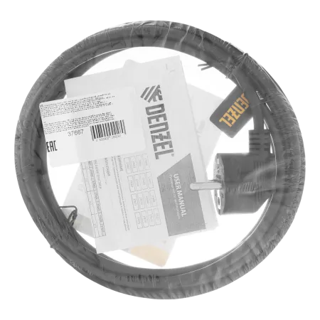 Шнур сетевой Energy Series DENZEL, ПВС, 3 м, 3 x 1 мм, с неразборной вилкой, черный