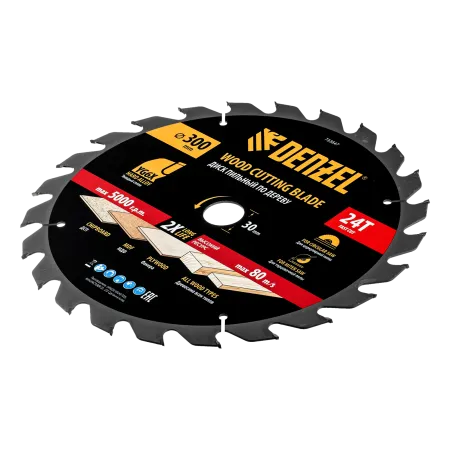 Пильный диск по дереву DENZEL ф300 х 30 мм, 24 зубьев