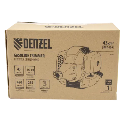 Триммер бензиновый DENZEL DGT 430, 43 см3, 2.5 л.с, неразъемная штанга