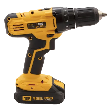 Аккумуляторная дрель-шуруповерт DENZEL CDL-IB-18-02, 18 В, Li-Ion, 2 x 1.5 Ач