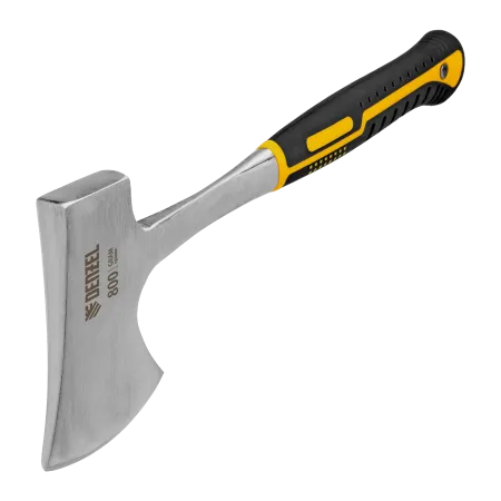 Топор цельнометаллический DENZEL, 800 г, двухкомпонентная обрезиненная рукоятка, прямой хват