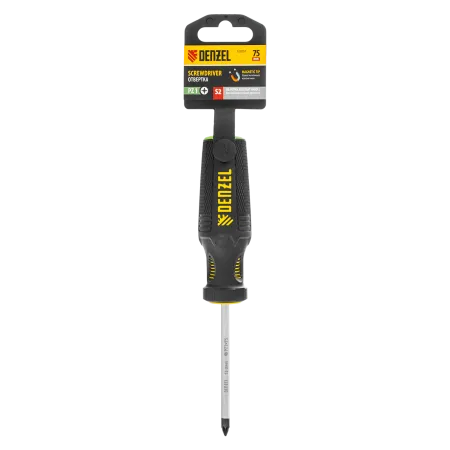 Отвертка DENZEL PZ1x75 мм, S2, 3к рукоятка