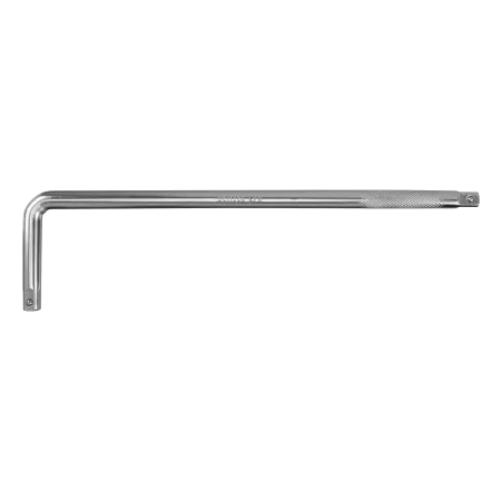 Вороток Г-образный DENZEL 375*100 мм, квадрат 1/2", CrV, матовый хром