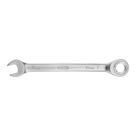 Ключ комбинированный трещоточный DENZEL, 12 мм, CrV, матовый хром