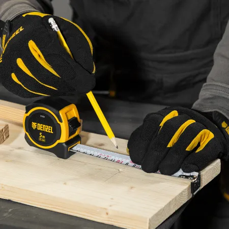 Рулетка DENZEL 5м х 25мм, двухкомп. корпус, магнитный обрезиненный зацеп