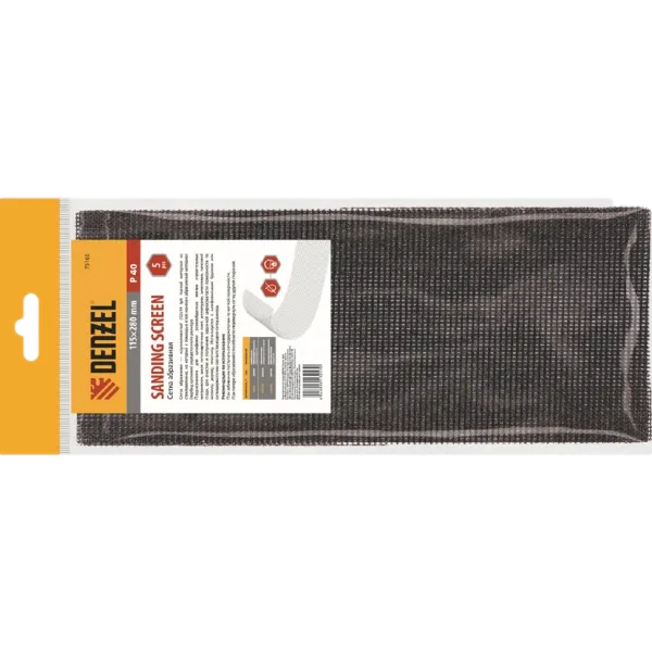 Сетка абразивная DENZEL 75175, P150, 115 x 280 мм, 5 шт.