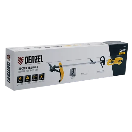Триммер электрический DENZEL TE-1220, 1200 Вт, 380 мм, катушка, диск, разборная штанга