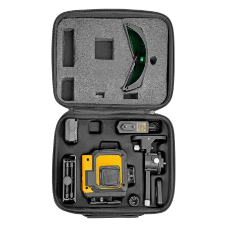 Лазерный уровень мультипризменный DENZEL DLV-360-3T, 30 м, зеленый луч, Li-Ion 2,4 Aч, штатив