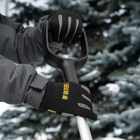 Перчатки универсальные DENZEL, двойные, работа с сенсорным экраном, вязанная манжета, размер 9