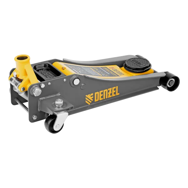 Домкрат гидравлический подкатной DENZEL 2,5 т, 85-430 мм, быстрый подъем, низкий подхват, проф./