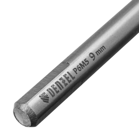 Сверло спиральное по металлу DENZEL 9 х 175 мм, Р6М5, Golden Tip, удлиненное