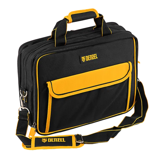 Сумка для инструмента DENZEL 400х170х300 мм, 3 отделения, 28 карманов, наплечный ремень