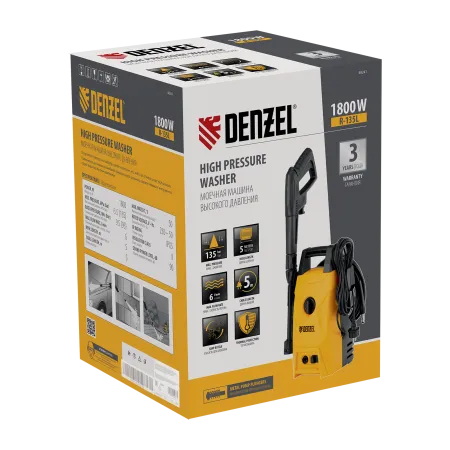 Моечная машина высокого давления DENZEL R-135L, 1800 Вт, 135 бар, 360 л/ч