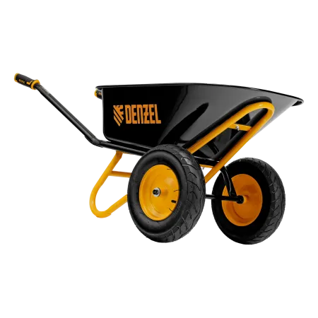 Тачка строительная DENZEL усиленная, объем 120 л, 350 кг, двухколесная, колесо 16х4.00-8
