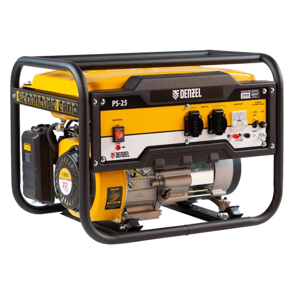 Генератор бензиновый DENZEL PS 25, 2.5 кВт, 230 В, 15 л, ручной старт