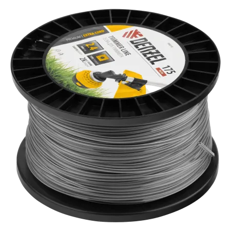 Леска для триммера DENZEL двухкомпонентная квадрат, 2,4мм х 175м, на DIN катушке EXTRA CORD