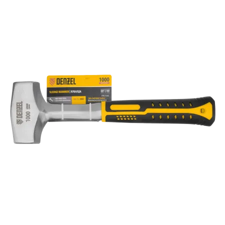 Кувалда DENZEL 1 кг, цельнометаллическая, двухкомпонентная рукоятка