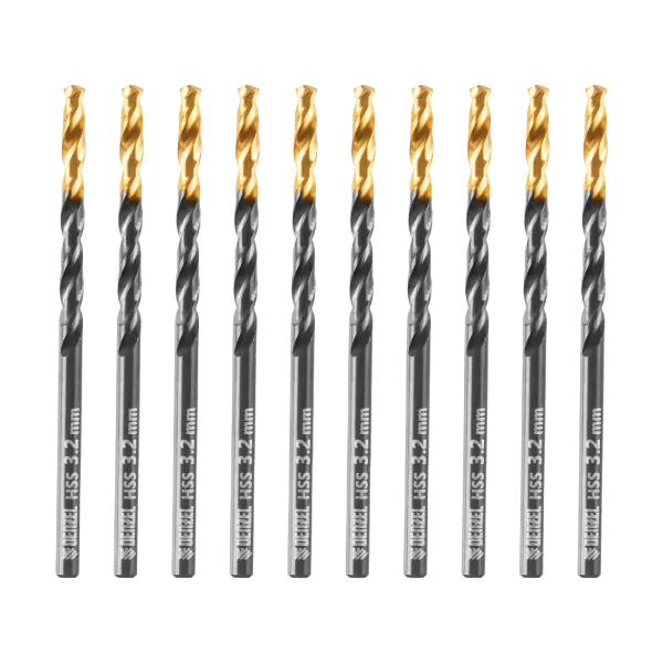 Сверло по металлу DENZEL 3,2 мм, HSS-Tin, Golden Tip, 10 шт.