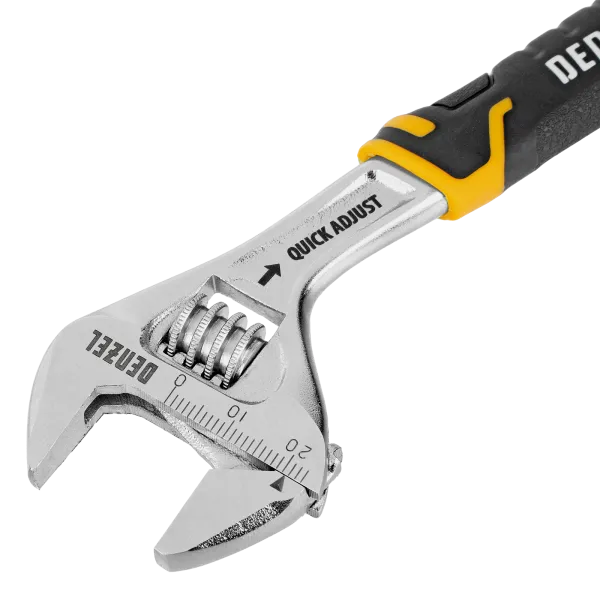 Ключ разводной DENZEL 150 мм (раскрытие до 23 мм), CrV, с быстрым сбросом, кованый, TPR рукоятка