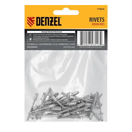 Заклепки алюминиевые DENZEL 5/32"-1/4", 4 x 6 мм, 50 шт