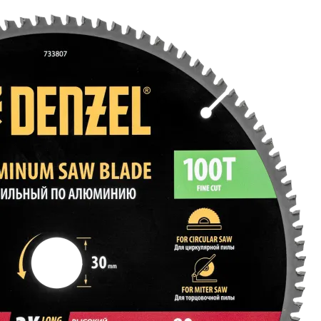 Пильный диск по алюминию DENZEL ф305 х 30 мм, 100 зубьев